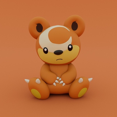 teddiursa - pokemon cute anime toy print in place no support 3d print model - Mito3D