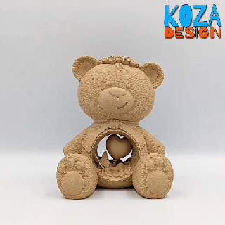 teddy articulated fidget keychain printed place without supports Gadget bear koza design in toy heart roses 3d print model - Mito3D