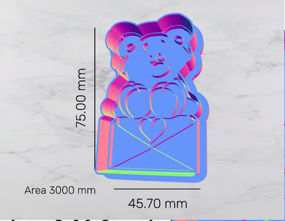 teddy bear cookie cutter valentine letter 3d print model - Mito3D