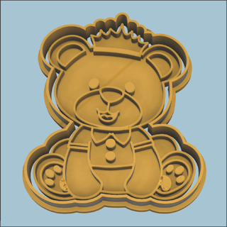 teddy bear crown cookie fondant cutters cutter cookies stuffed animal 3d print model - Mito3D
