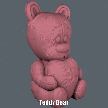 teddy bear easy print no support art valentines day supportless sculpture model love figure cute cartoon animal 3d print model - Mito3D