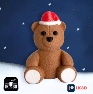 teddy bear fuzzy skin santa hat Various tree ornament claus cute figurine christmas decor xmas home gift ideas kids 3d print model - Mito3D