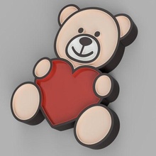 Urso pelúcia amar conduziu luminária criança enfeite luz alfabeto controle presente nomeado namorados coração 3d print model - Mito3D