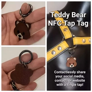 teddy bear nfc tag digital business card keychain Gadget tips emoji 3d print model - Mito3D