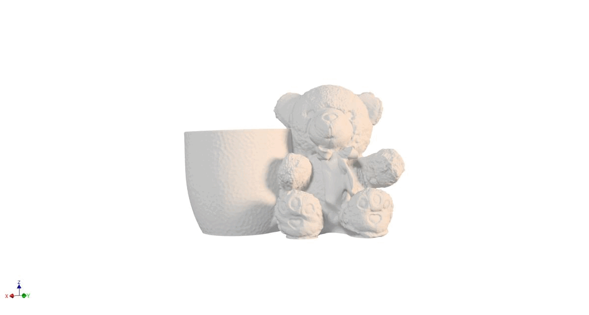 Urso pelúcia Panela escrivaninha organizador amigo engraçado arte animal desenho animado fofa plantador escritório 3D print model - Mito3D
