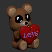 Urso pelúcia namorados presente expressar amar criança crianças brinquedo coração Natal chibi kawai encantador casal animal arte estatueta 3d print model - Mito3D