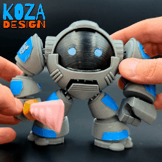 teddy bot robot piloted adorable bear articulated printed place supports 3d print model - Mito3D