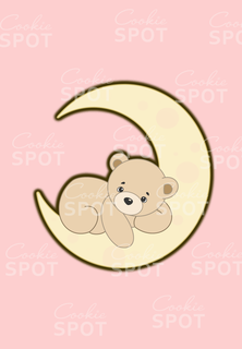 teddy moon cookie cutter bear baby sleeping 3d print model - Mito3D