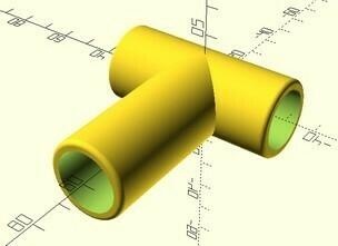tee più tubo Fai 3d print model - Mito3D
