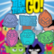teen titans kit x6 cookie cutter pack cyborg robin starfire logo beastboy cutters moulds fondant cookies design drawings stamper super heroes superheroes 3d print model - Mito3D