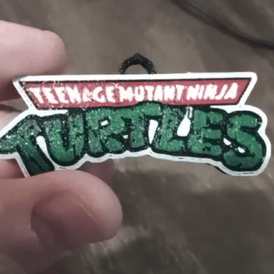 adolescente mutante ninja tartaruga logo tmnt portachiavi arte chiave catena giocattolo gioco 3d print model - Mito3D