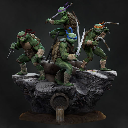 teenage mutant ninja turtles diorama tmnt Kunst teenager-Alter turtle Schildkröten statue sculpt 3D print model - Mito3D