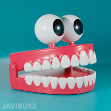 teeth denture toy - 3d print ready gum jaw eyes walking moving bubbling sinister spooky 3d print model - Mito3D