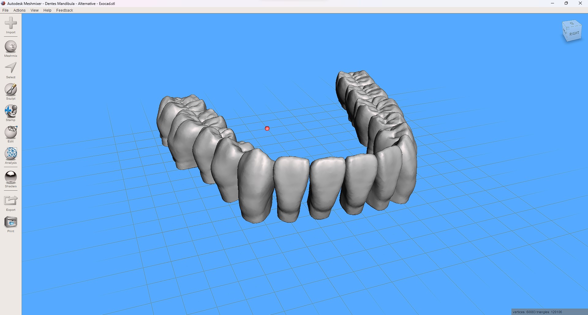 teeth lower jaw - exocad alternative meshmixer 3D print model - Mito3D