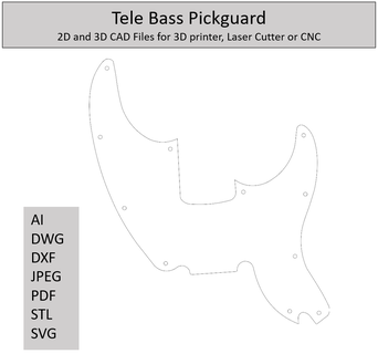 télé basse télécaster pickguard modèles 2d 3d goujat dossiers 3d print model - Mito3D