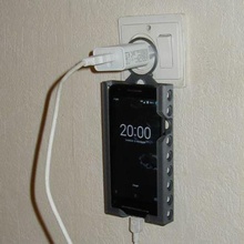 telephone wall socket holder home samsung moto lenovo mobile phone power outlet motorola e3 3d print model - Mito3D