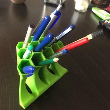 telescopic honeycomb pen-holder home office pen holder pentagonal 3d print model - Mito3D