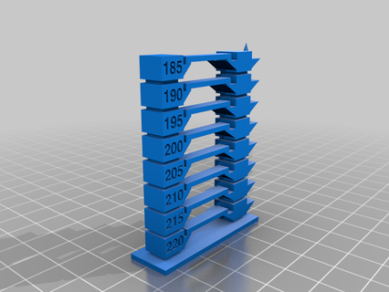 temp tower 185-220 pla customized 3d printing tests printer calibration stress test benchy 3d print model - Mito3D
