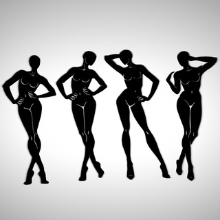 şablon moda tasarım figures pack3 şekil eskiz çizim Kadın vücut siluet poz modelleme giyilebilir 3d print model - Mito3D