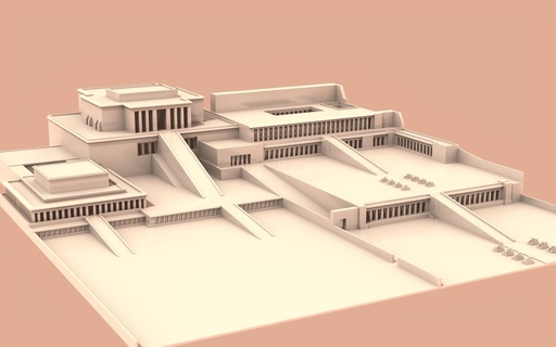 têmpora Hatshepsut arquitetura Egito antigo colunas ampla detalhado complexo velho construção história 3d print model - Mito3D