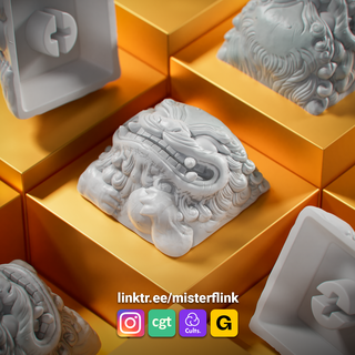temple lion keycap - mx switch Gadget artisan computer keyboard geek japanese statue folklore traditional 3d print model - Mito3D