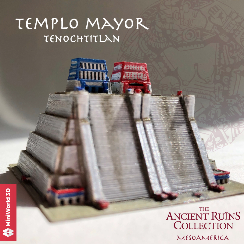 templo mayor - tenochtitlan mexico city ancient architecture aztec building mayan mexican temple pyramid castle pyramids prehispanic miniworld precolumbian miniworld3d azteca landamrk 3D print model - Mito3D