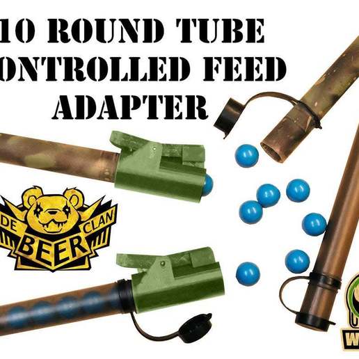 on yuvarlak tüp besleme adaptörü kontrollü çeşitli spor açık havada tenroundtube 68 t4e yc paintball magfed bağdaştırıcı 3D print model - Mito3D