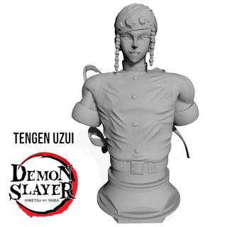 tengen uzui busto - kimetsu yaiba demon salyer tanjiro inosuke zenitsu tengen uzui tengen uzui kimetsu yaiba free bust  3d print model - Mito3D