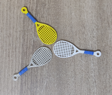 tennis racchetta miniatura portachiavi colorato giocattolo gli sport gioco Stampa posto pezzo supporti 3d print model - Mito3D