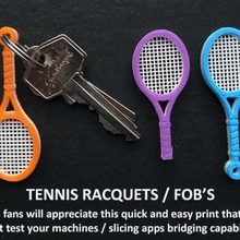 tennis racquet key fob jewelry two colour table spool holder son small simple quick present mum multi color mom rings ring chains keyring keyfob gift fun football dad keychains car brother ball easy sports 3d print model - Mito3D