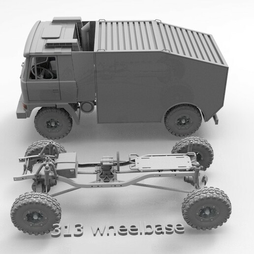 Terex dakar poli düşük rulman işlevsel oyun kabin tekerlek tank Ordu Tatra kamyon 313 şasi kum Odun 3D print model - Mito3D