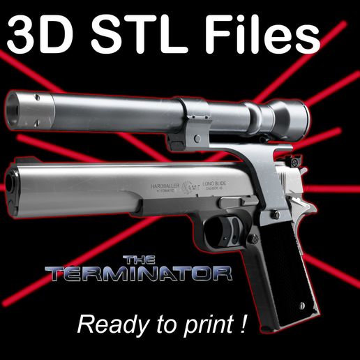 terminator amt harballer lasersight replica gadget gun laser pistol connor arnold 3D print model - Mito3D