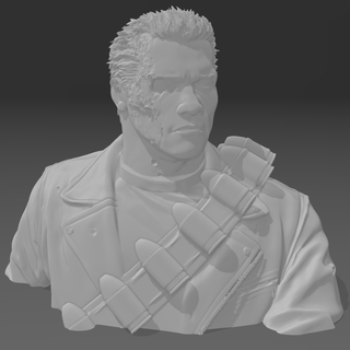 Terminator Kopf Büste Arnold Schwarzenegger Felsen Cyborg Skulptur Kunst 3d print model - Mito3D
