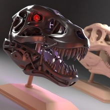 terminator rex ferramenta arneld osso endoskeleton diodo emissor de luz robô crânio t-800 t800 trex trexremix 3d print model - Mito3D