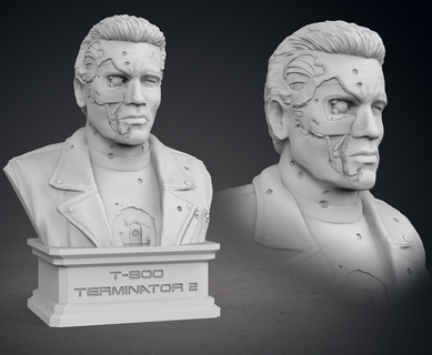 terminador t 800 busto Arte Arnold Schwarzenegger hollywood película culturismo escultura noventa clásico cyborg Skynet 3d print model - Mito3D