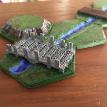 Gelände-Spiel Fliesen Spiel Brettspiel - Spielzeug tile rock Fluss memoir44 hill hexagon Brücke 3d print model - Mito3D