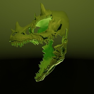terror selva Bruxas mascarar dinossauro réptil crânio espírito peludo base cabeça 3d print model - Mito3D
