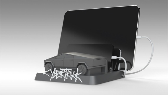 tesla cybertruck docking station cellphone tablet ipad iphone android stand phone 3d print model - Mito3D