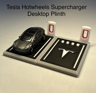 Tesla hotwheels exibição ficar pé supercharger escrivaninha plinto 3d print model - Mito3D