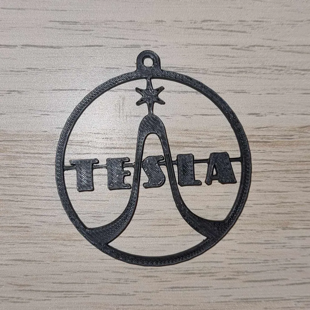 tesla logo etikett kunst 3D print model - Mito3D