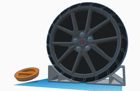 tesla rueda cerdito banco neumático modelo 3 cerdo dinero almacenamiento borde 3d print model - Mito3D