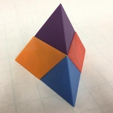 tetrahedron puzzle triangular pyramid dissection four pentahedra game 3d print model - Mito3D