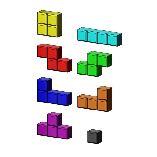 tetrise blocs d'imprimer des modèles 3d jeu tetris le bloc tetrimino lowpoly jeux de jouet d'arcade puzzle la boîte carré cube du vidéo brique lego poly géométriques réplique miniature les jouets 3D print model - Mito3D