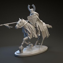 teutonic knight charging art sculpture statue cavalry figurine warrior medieval crusader horse rider figure miniature horseman 3d print model - Mito3D