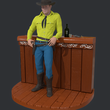 Texas dispuesto exclusivo Arte vaquero cómic personaje occidental decoración 3d print model - Mito3D