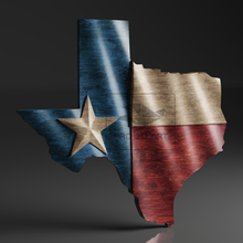 Texas ondulado mapa bandera mezcla cnc archivos madera 3d stl modelo 3d print model - Mito3D