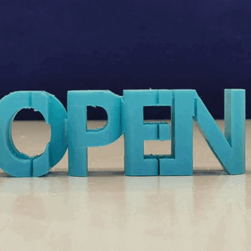 text flip - open closed art creative illusion 3D print model - Mito3D