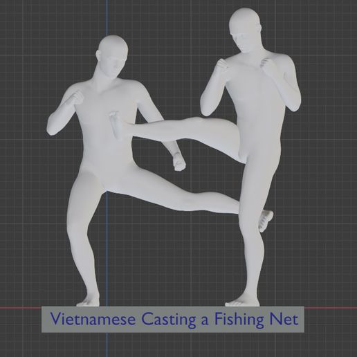thai boxing arts 10 vietnamese casting fishing net 3D print model - Mito3D