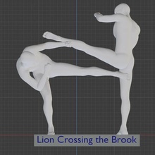 thai boxing arts 5 lion crossing brook 3d print model - Mito3D