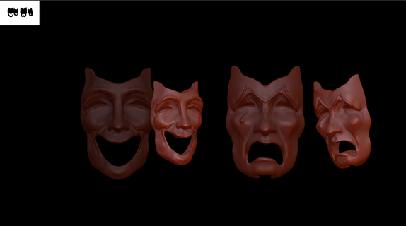 teatro máscara risa llorar 3d print model - Mito3D